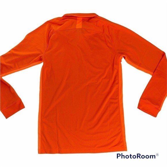 NIKE Mens Small Neon Orange Dri-FIT Perforated Long Sleeve Soccer Referee Jersey - Picture 3 of 6